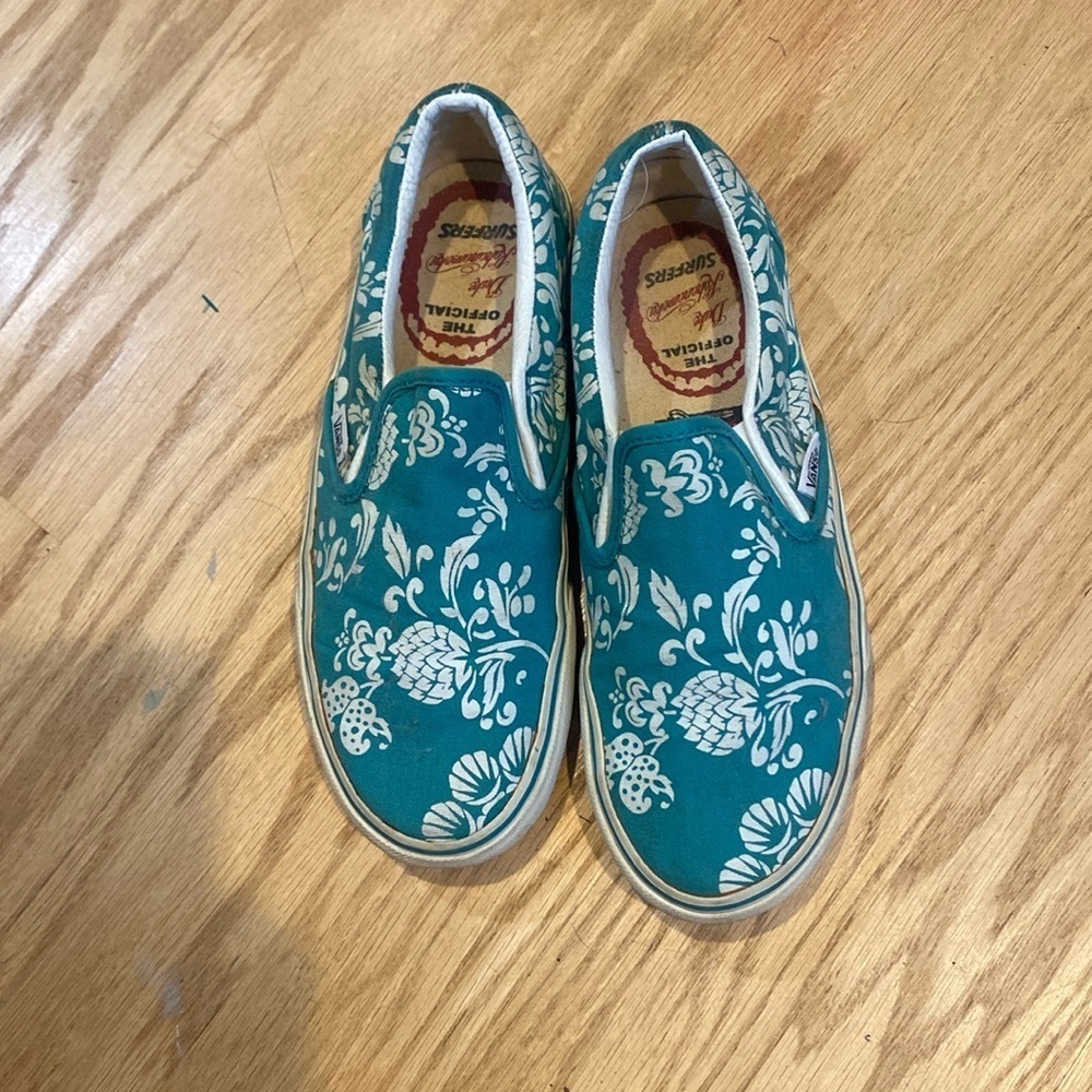 - Vans Dukes Green Print slip on shoes size 6 men’s 7.5 women’s